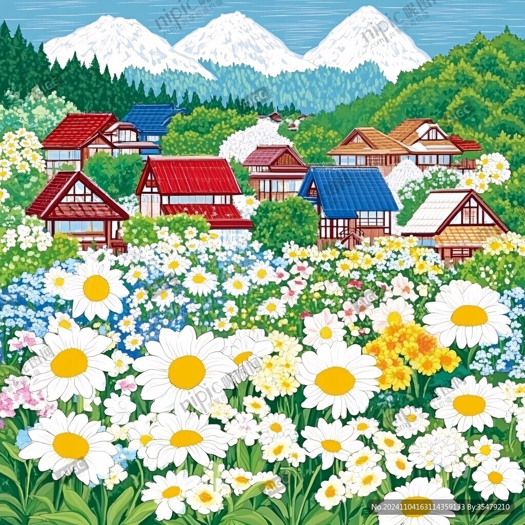 園花園山莊插畫
