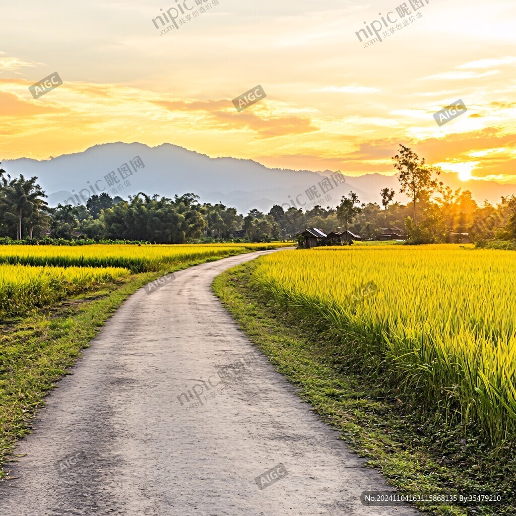 夕陽下后鄉村道