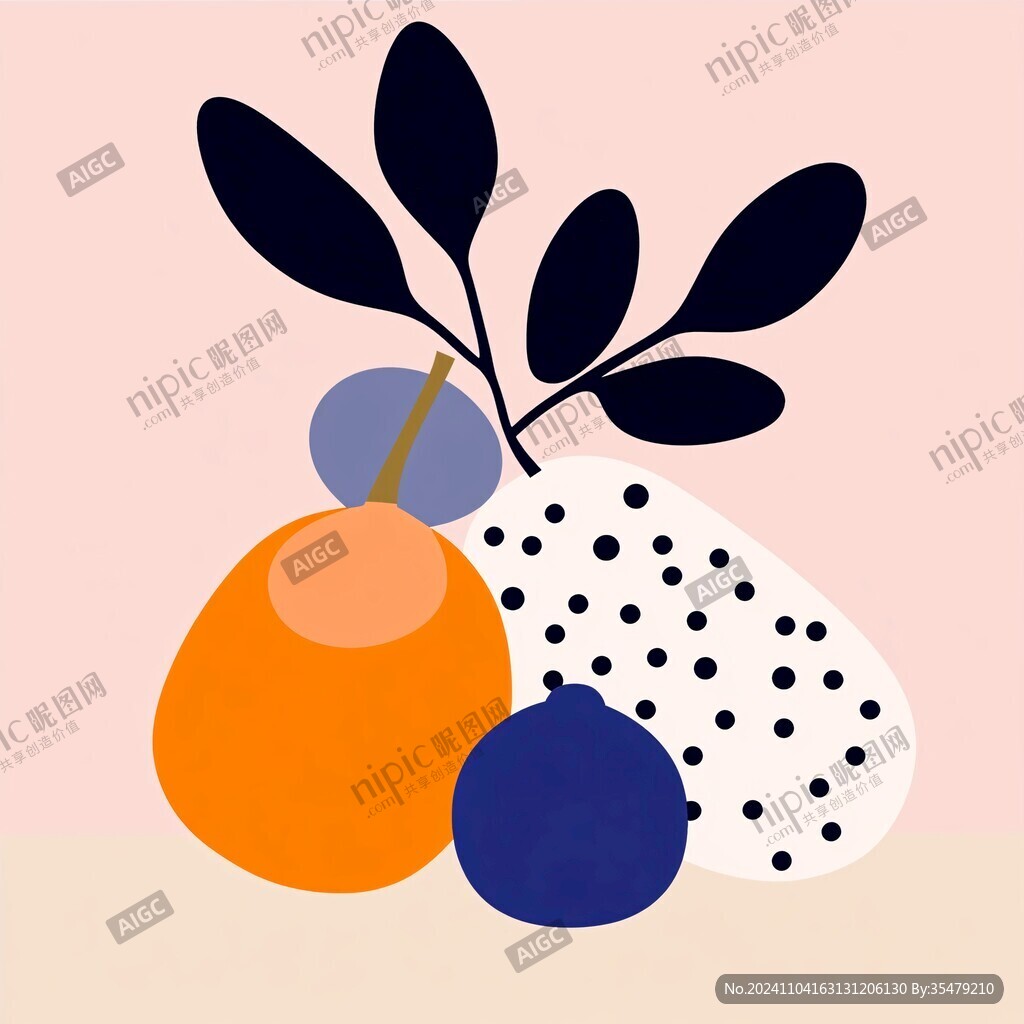 幾何水果插畫