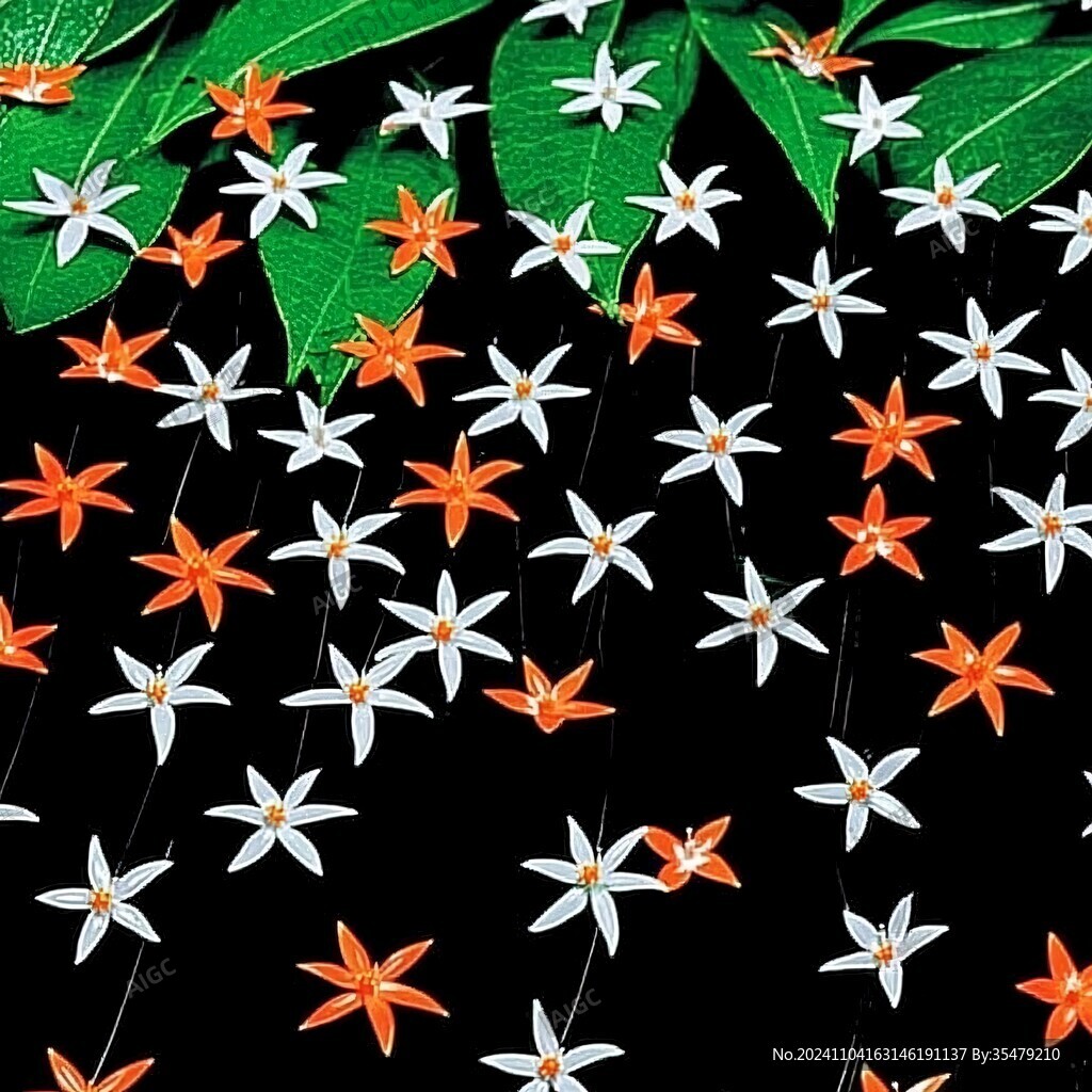 黑底棕花朵葉子