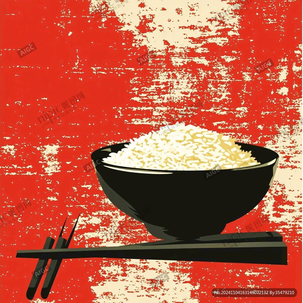 米飯手繪插畫