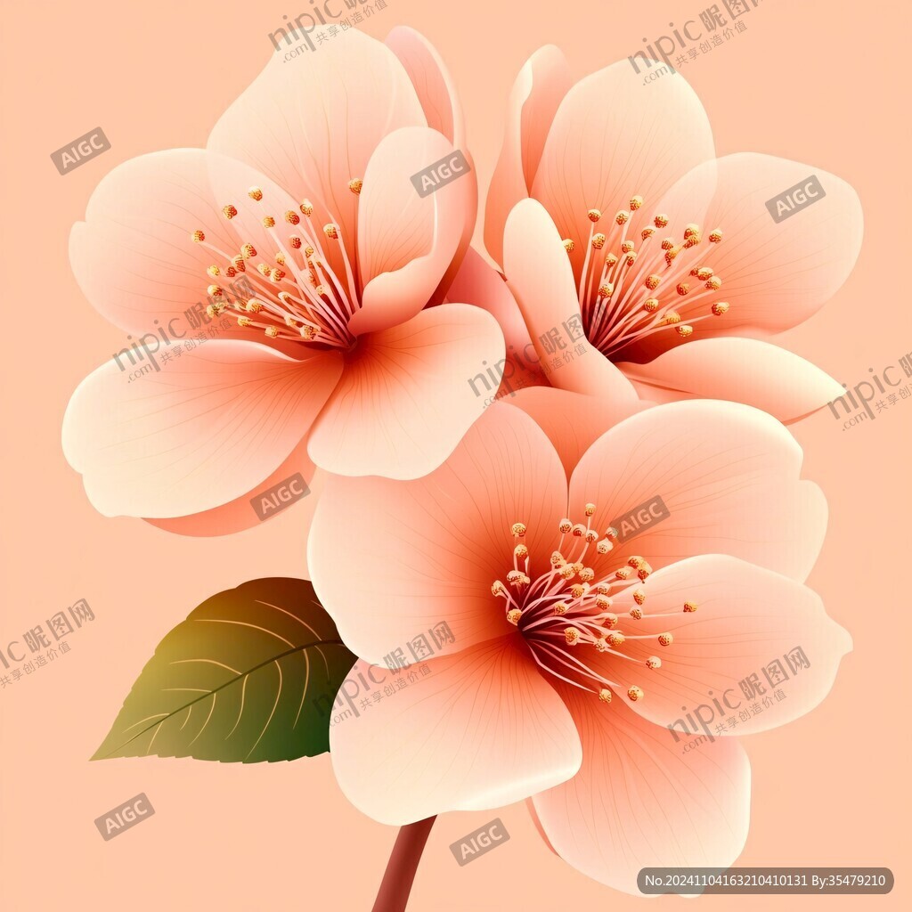 花瓣手繪桃花