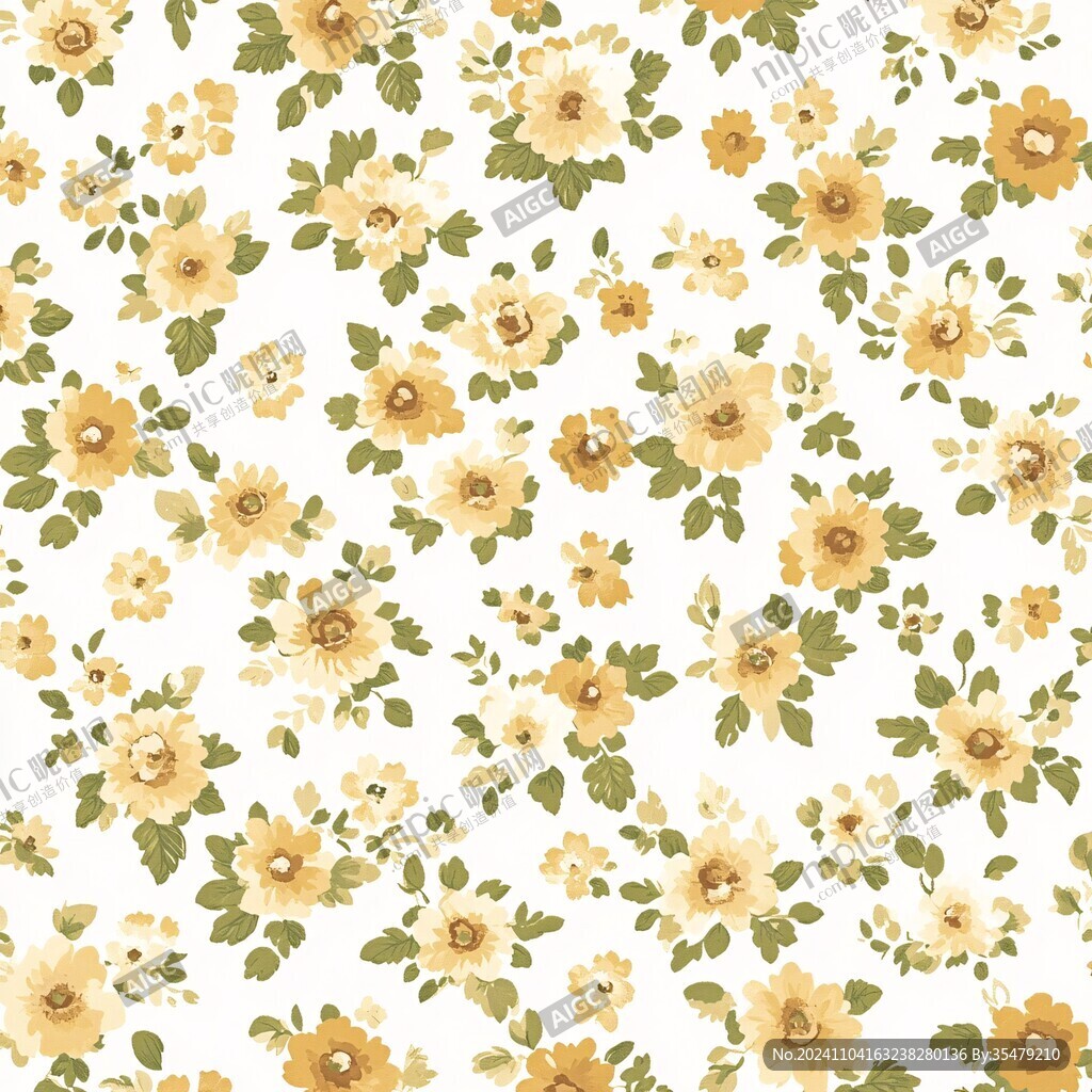 黃底小碎花印花圖