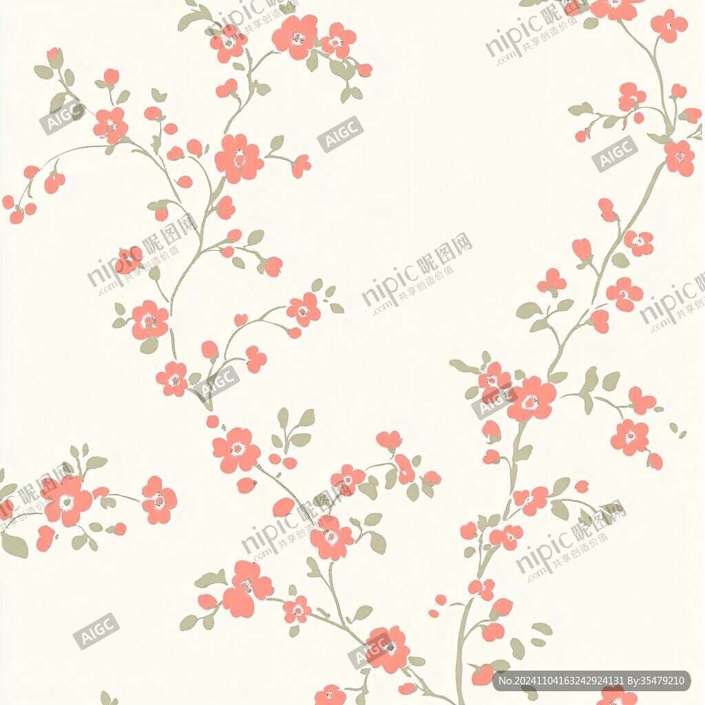 枝條小花墻紙花型
