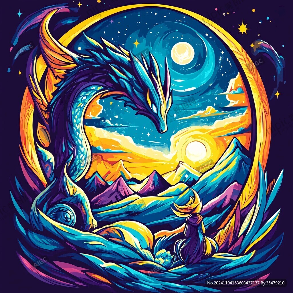 國潮龍頭插畫