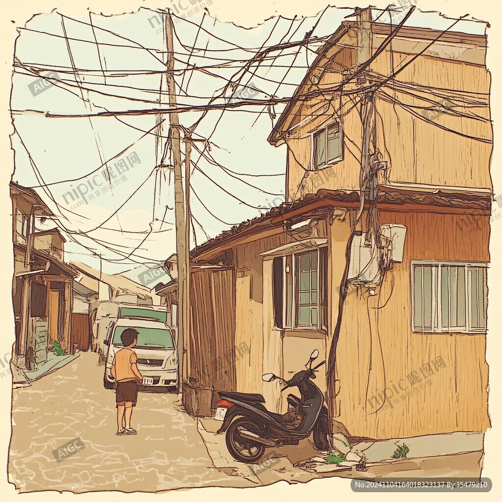 小巷插畫