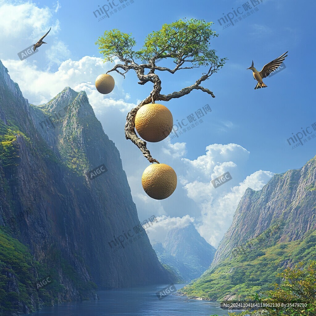 立體圓球背景樹