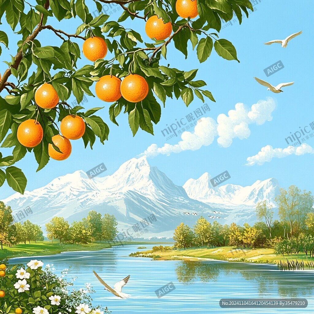 橘子樹插畫
