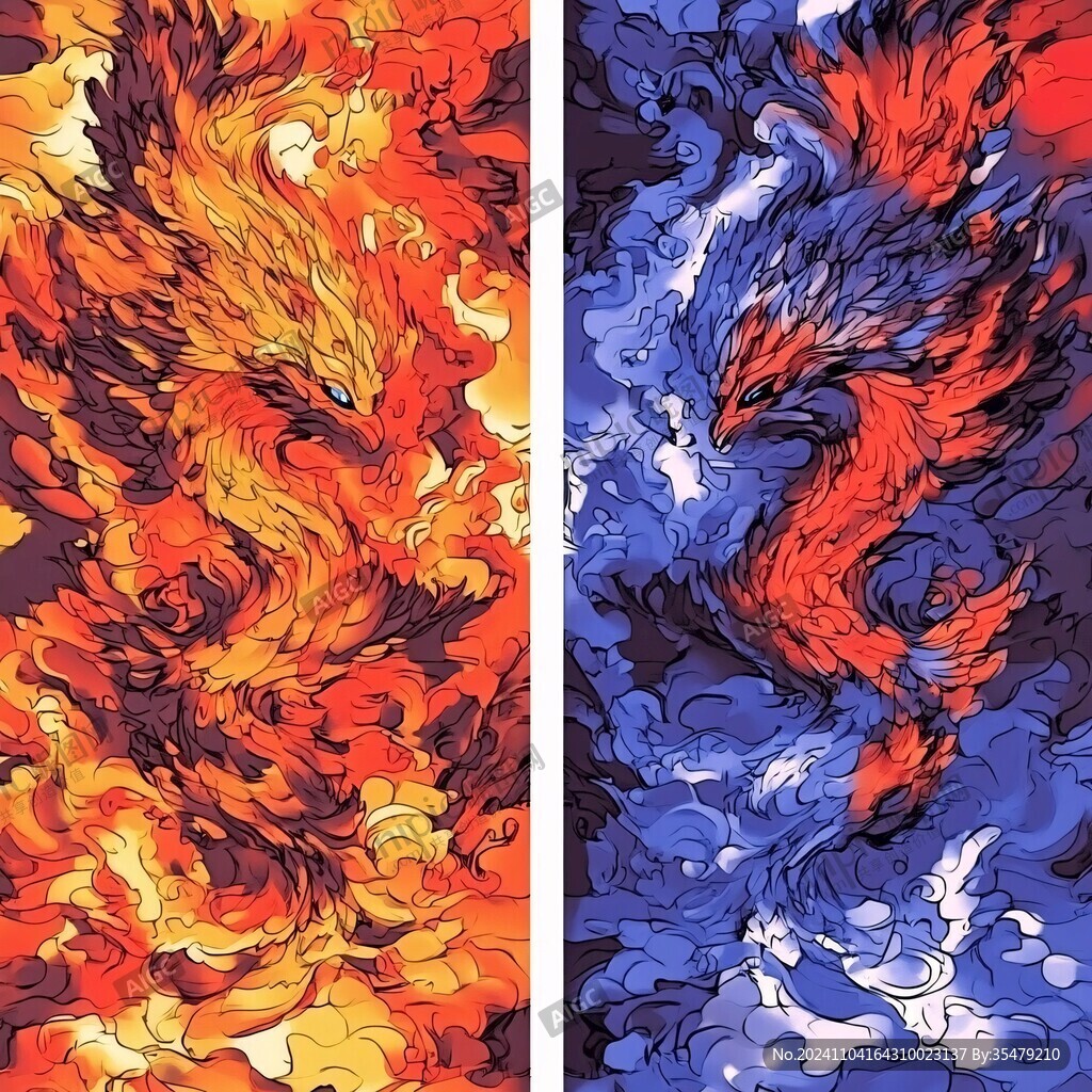 國潮風龍與虎