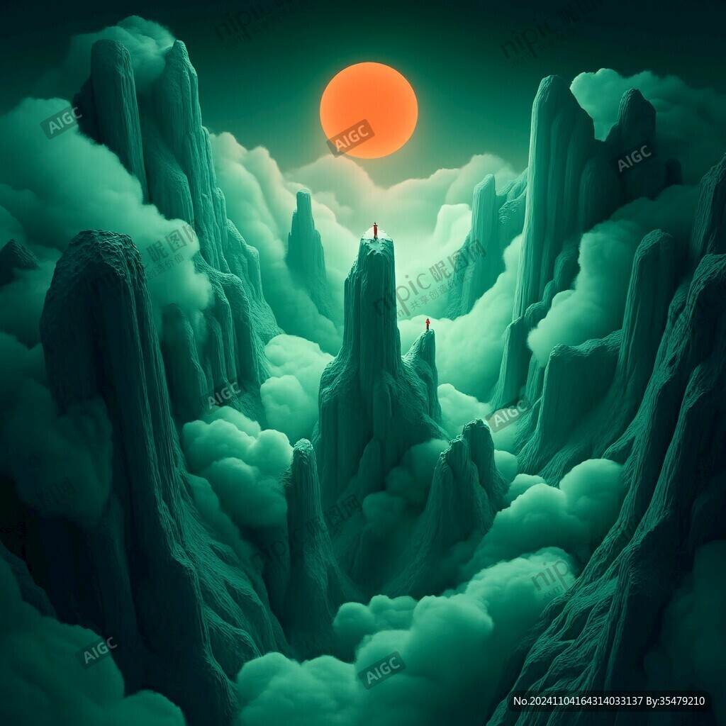 國潮意境山水插畫