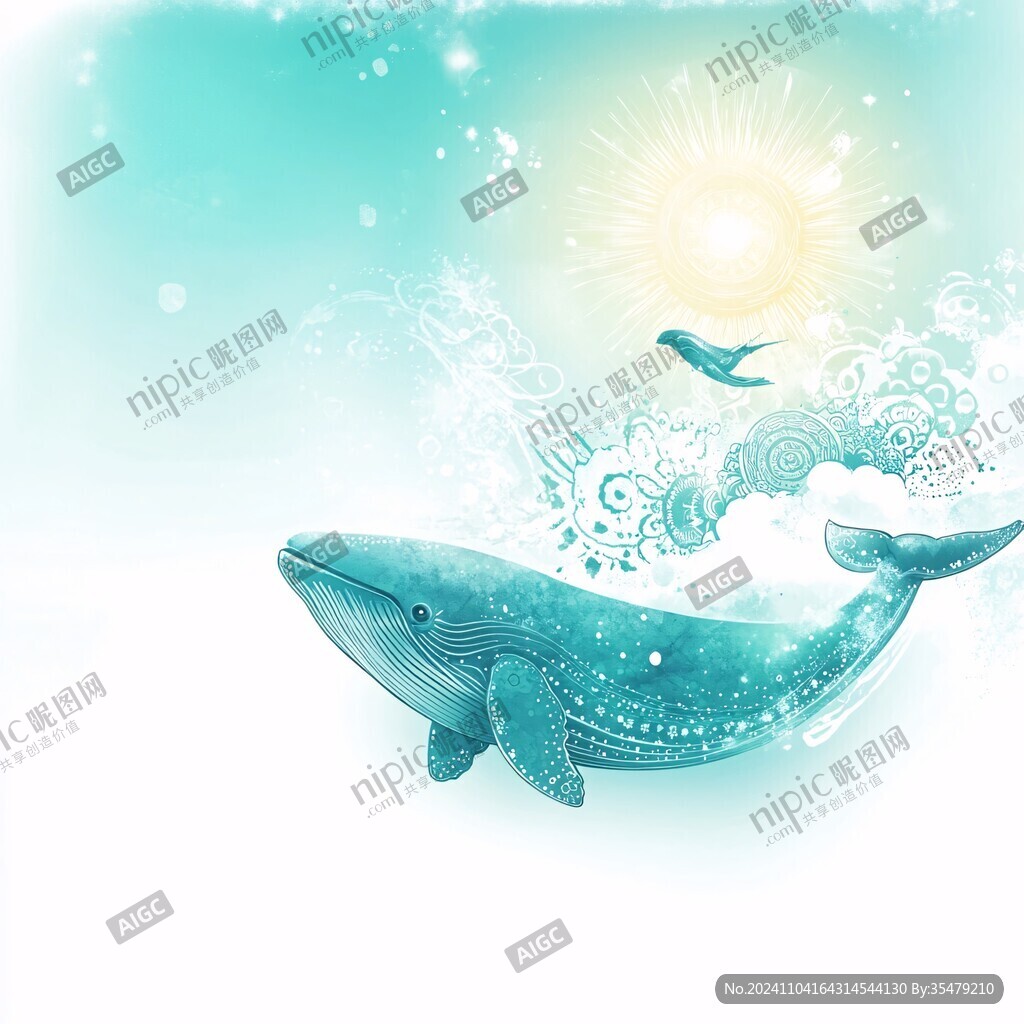 手繪鯨魚背景圖