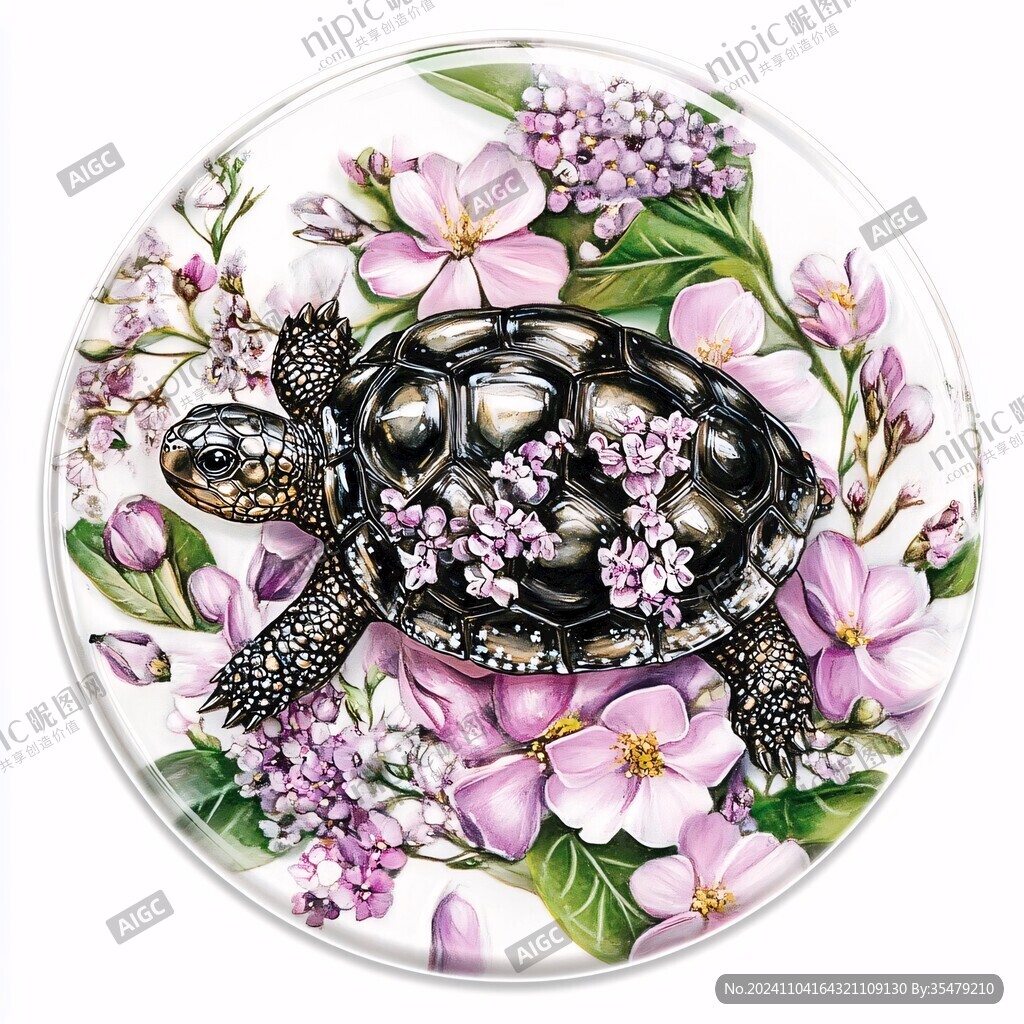 手繪花鳥圓形掛畫