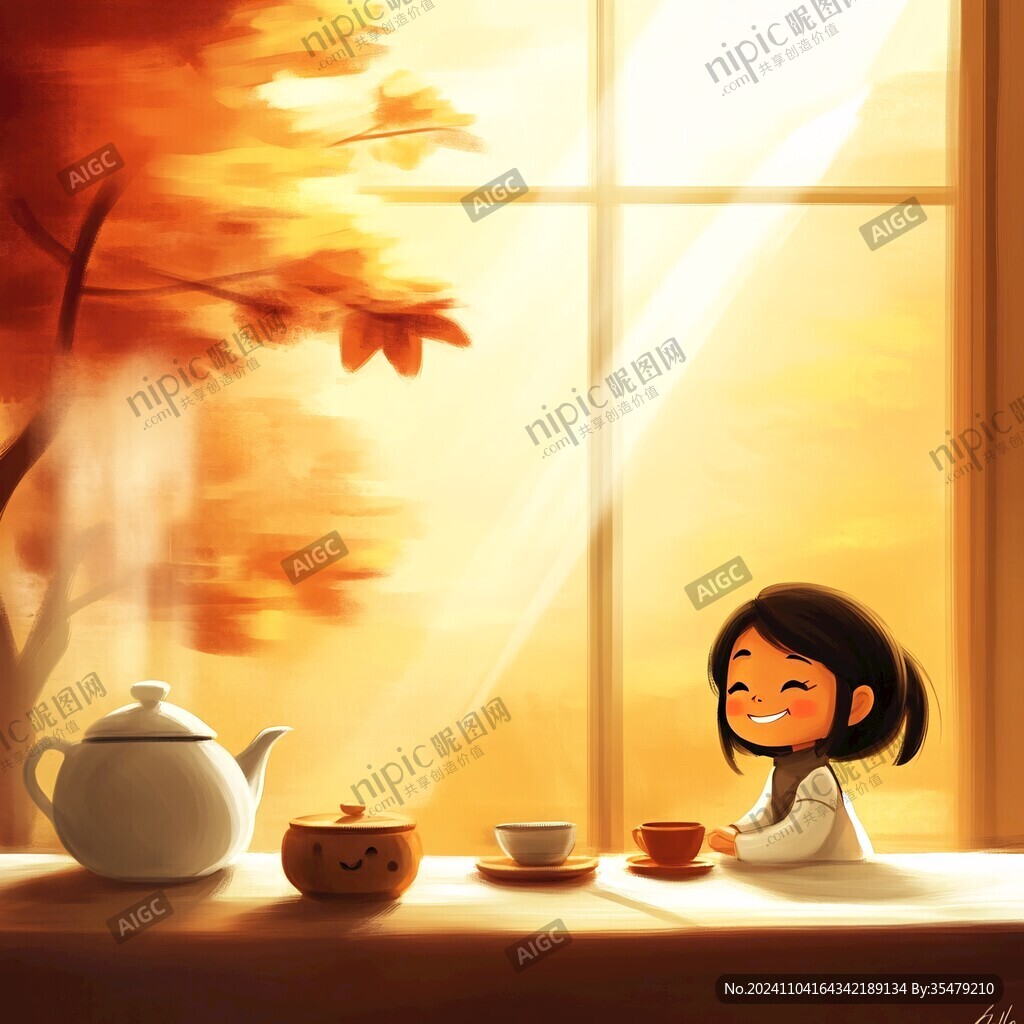 午后的小女孩插畫