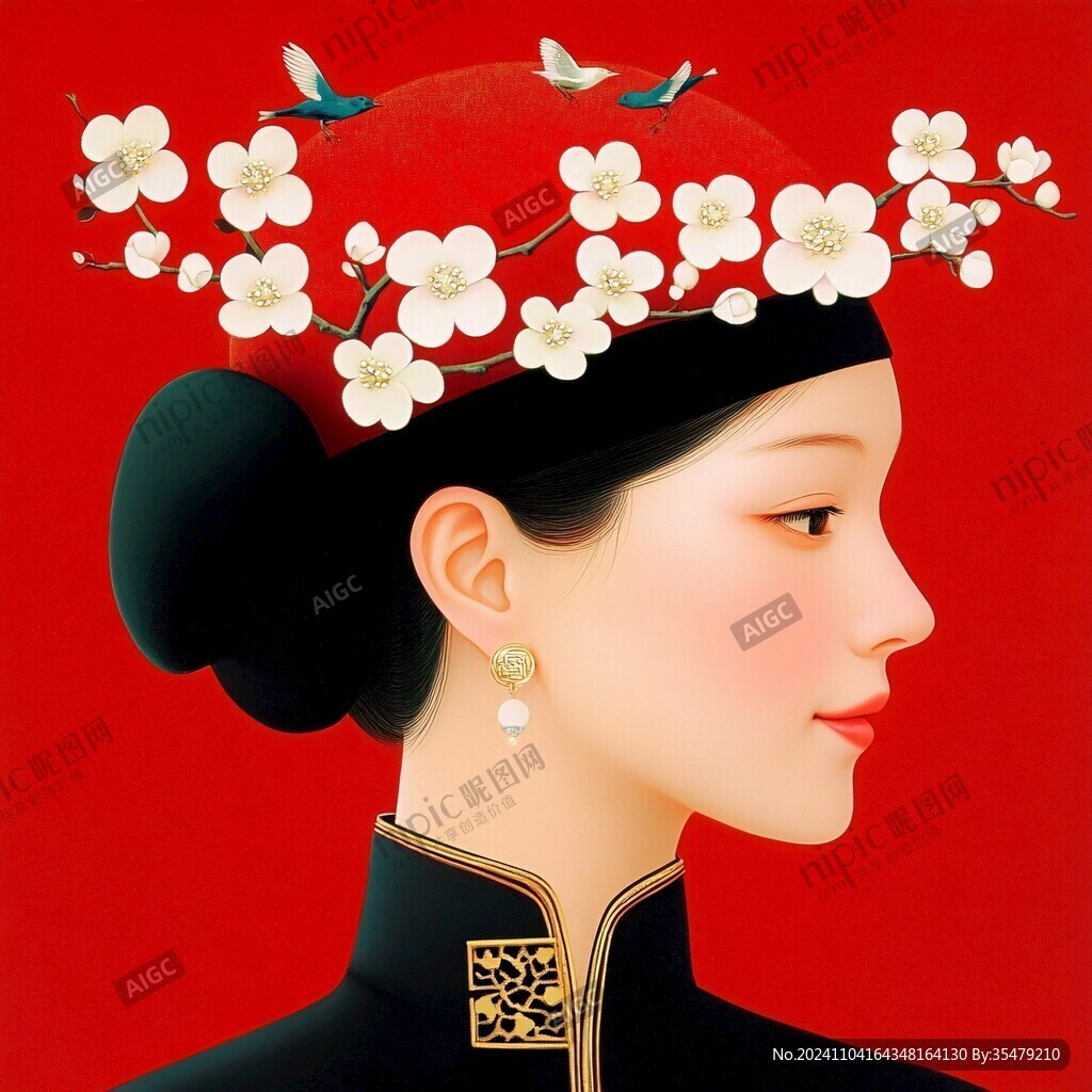 民國風美妝插畫