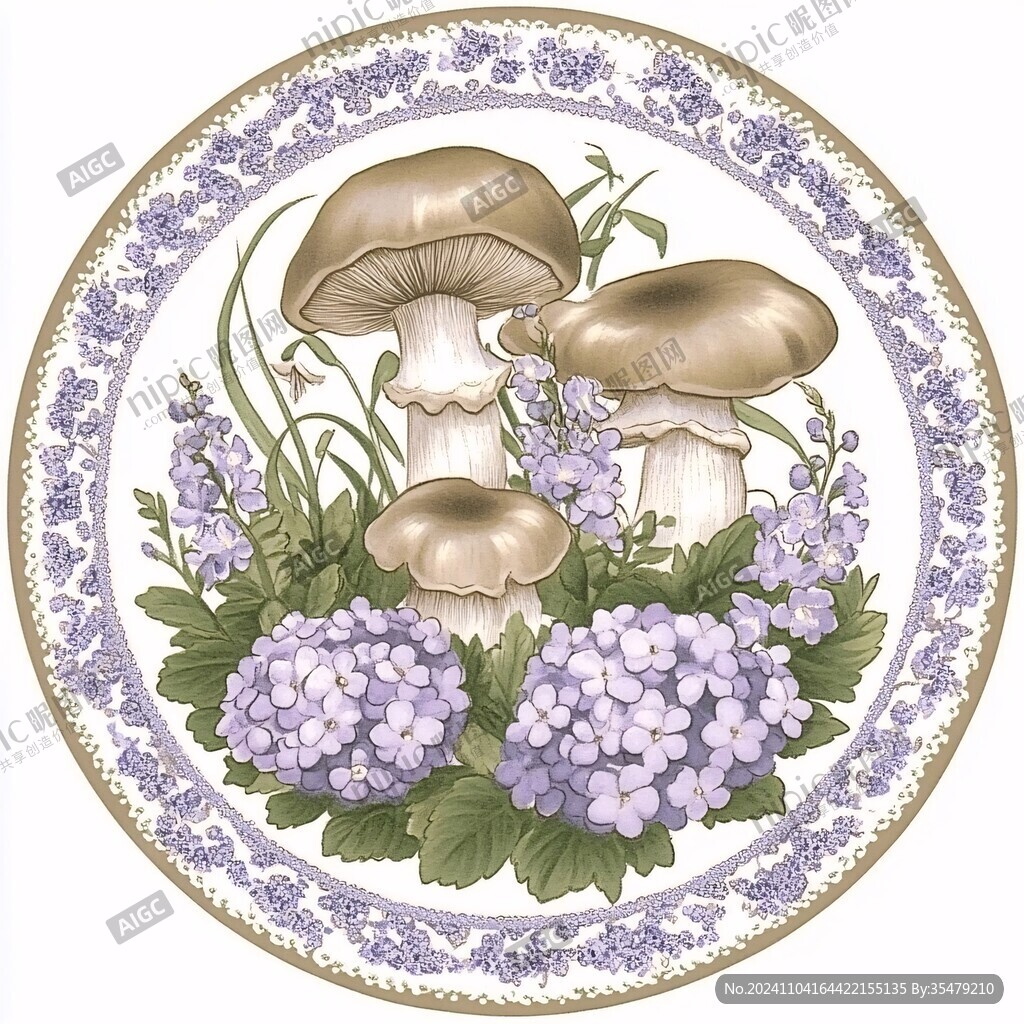 手繪菌菇插畫