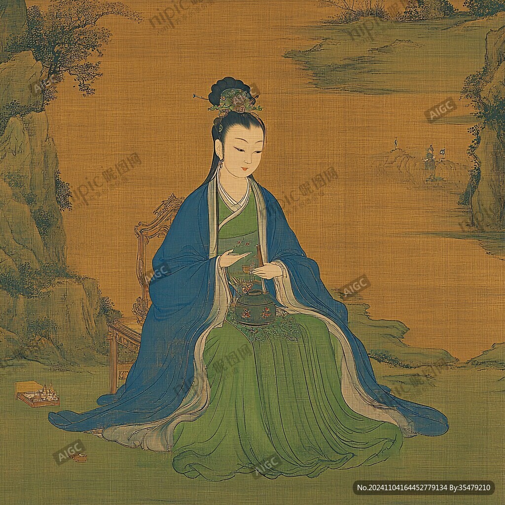 仕女鑒茶圖頁