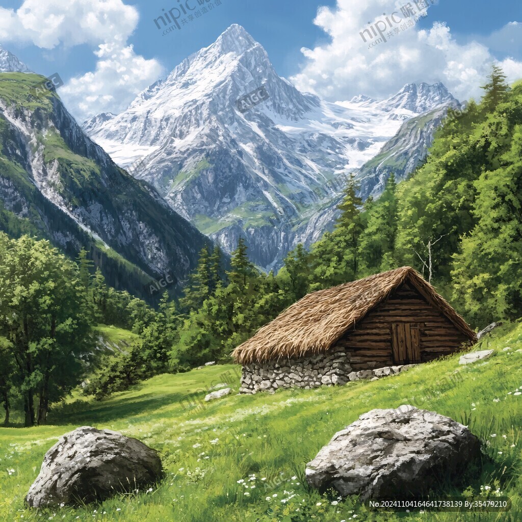 壁畫電腦畫山脈高山