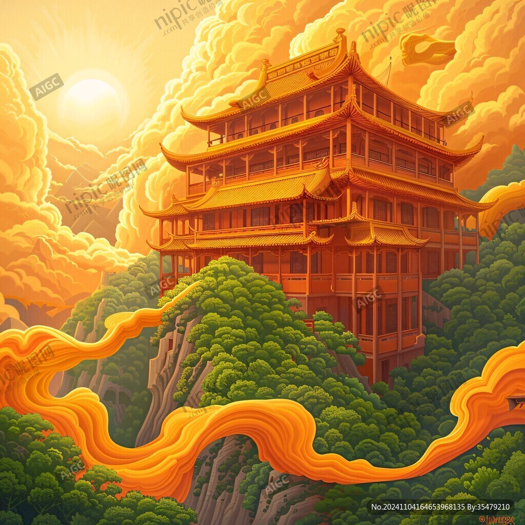 國潮黃鶴樓建筑