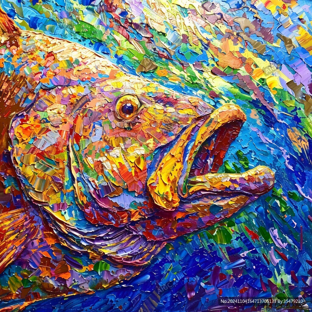 抽像藝術彩色魚裝飾畫
