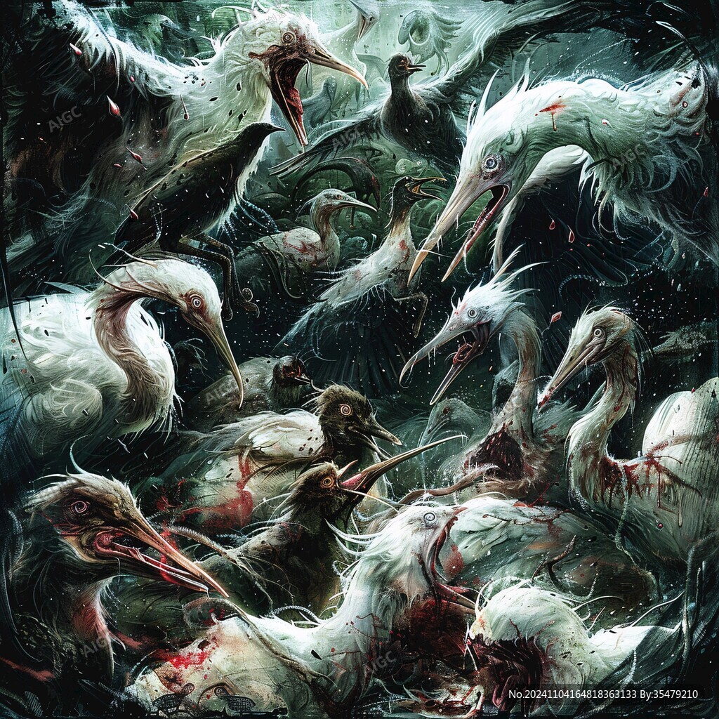 火烈鳥目鳥類油畫