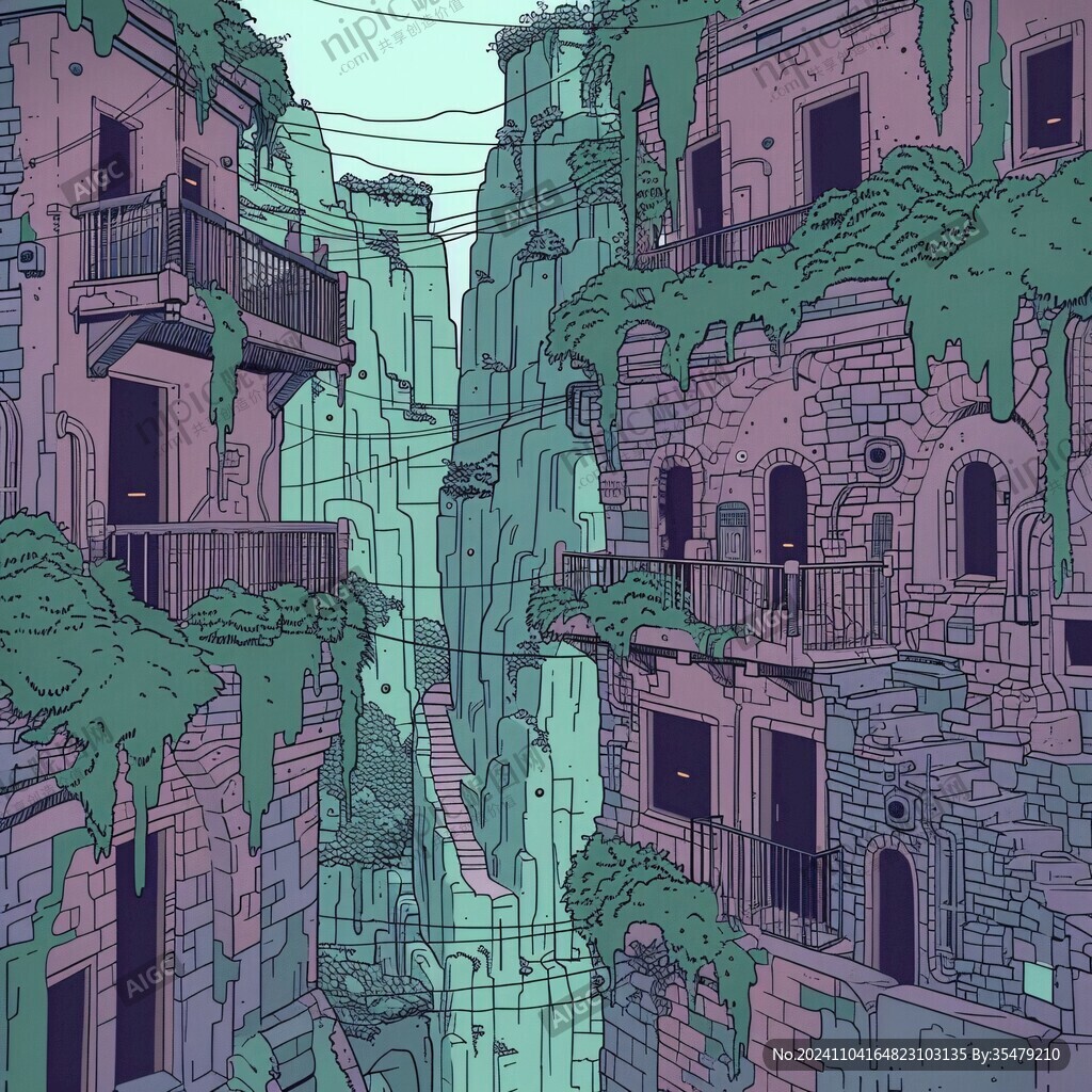 馬賽建筑插畫