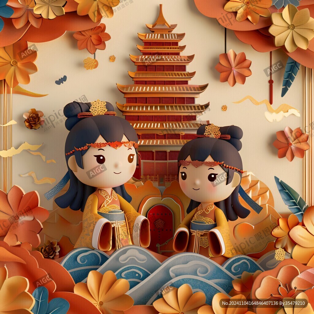 天壇國潮插畫