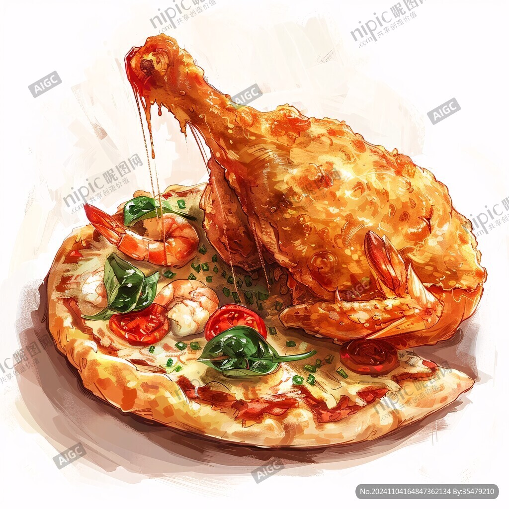 百年烤雞插畫