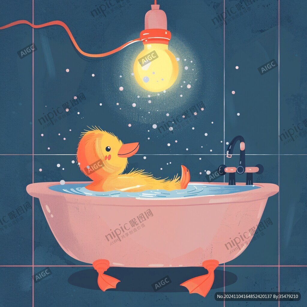 浴缸插畫