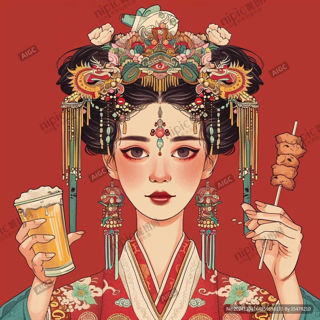 奶茶自由原創(chuàng)國潮插畫