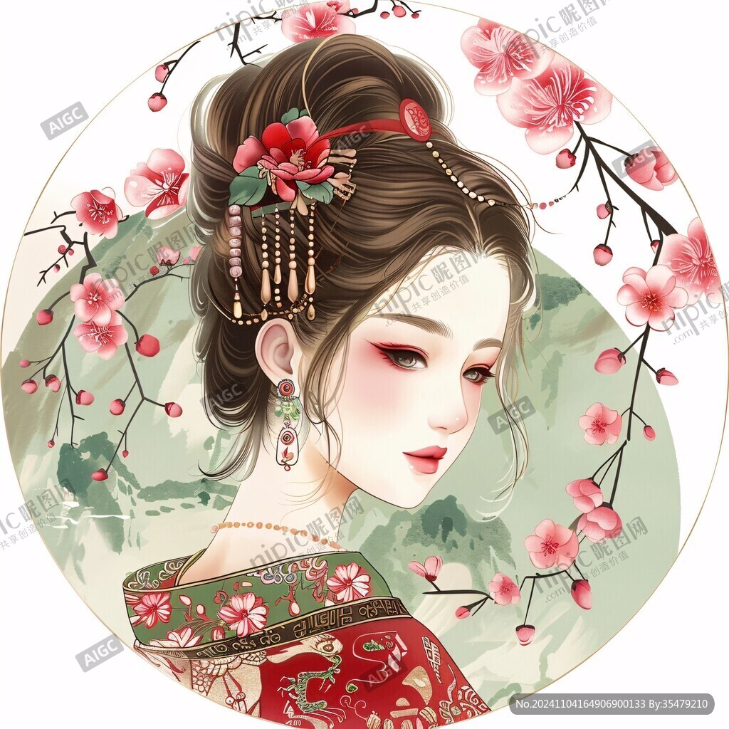 古風(fēng)女子頭像插畫(huà)