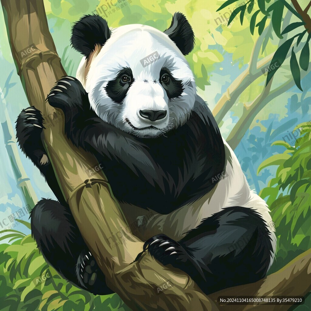 珍稀動物熊貓插畫