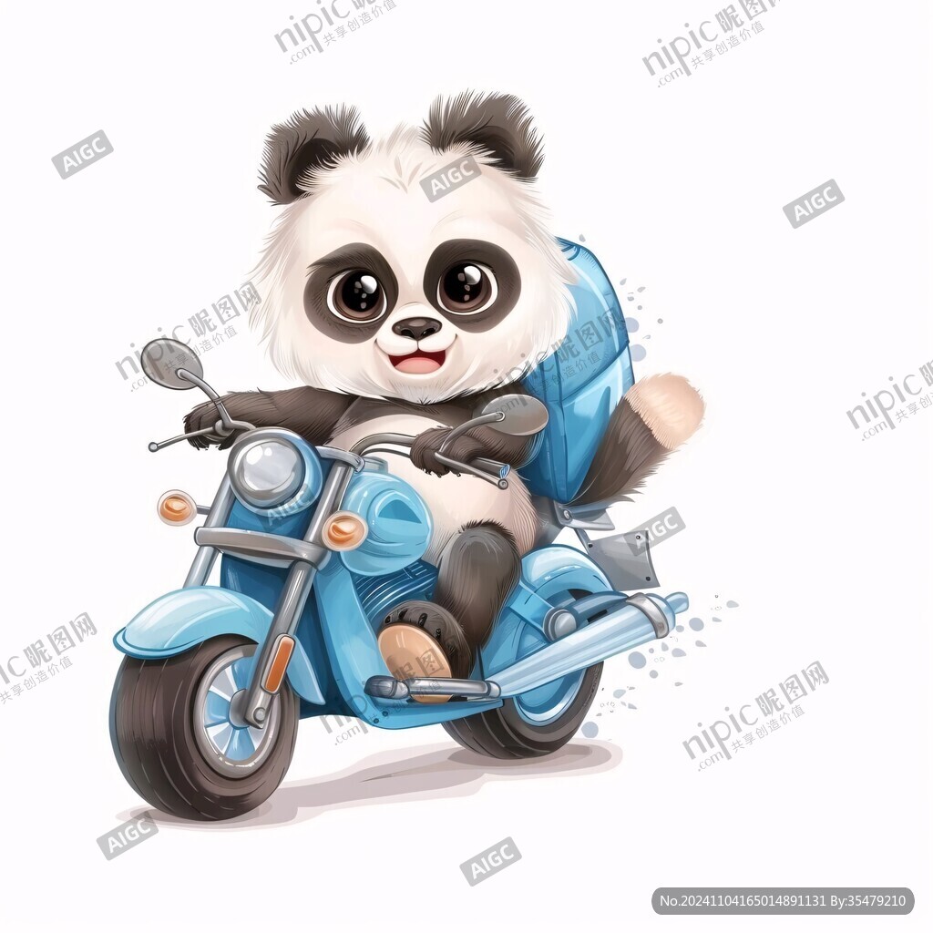 卡通熊貓騎自行車