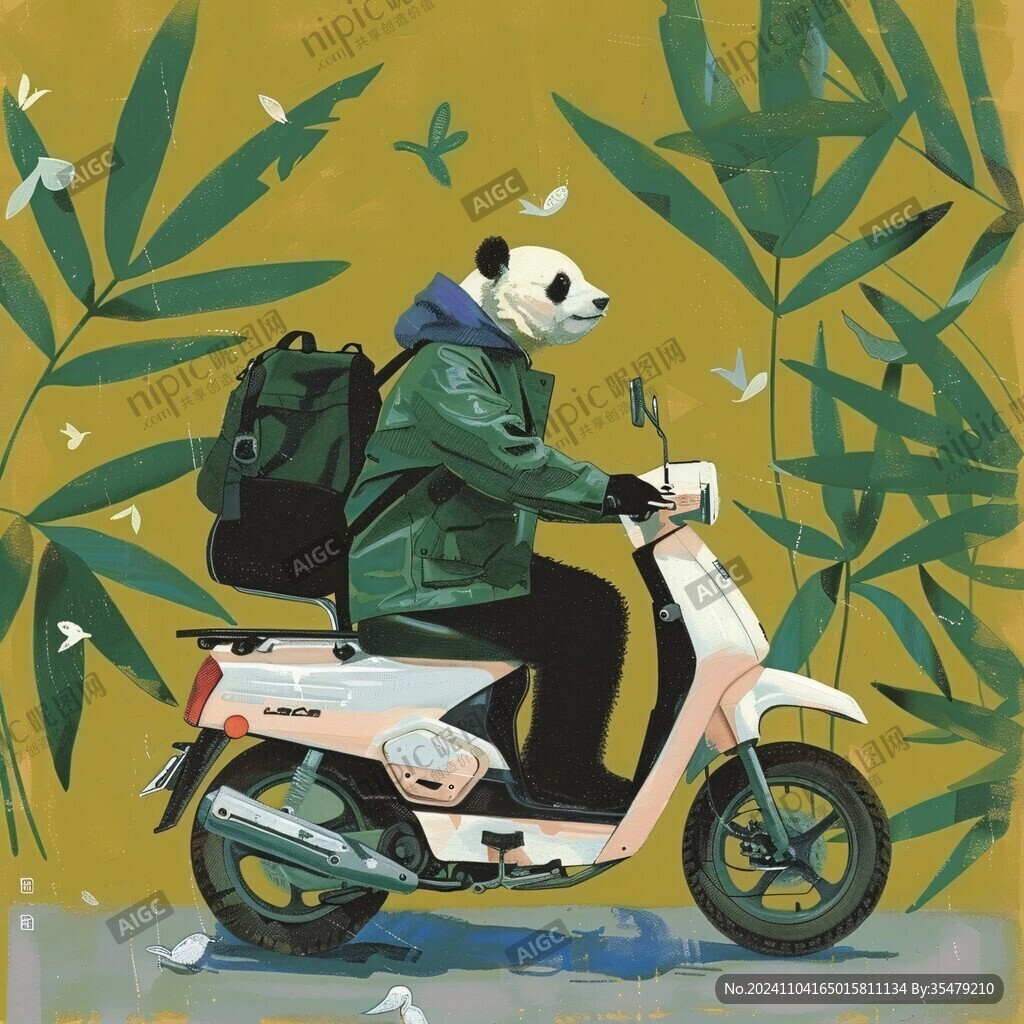 卡通熊貓送外賣(mài)形象