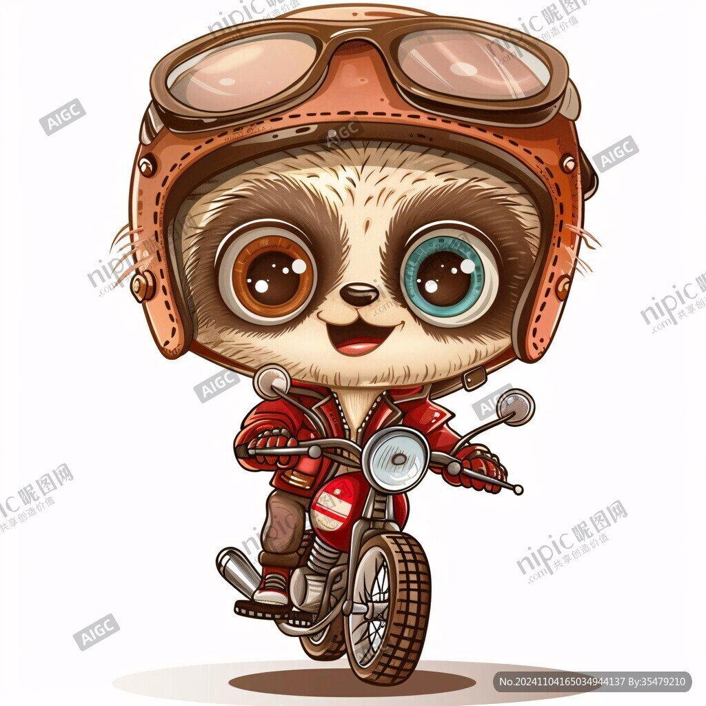 騎摩托車的小熊