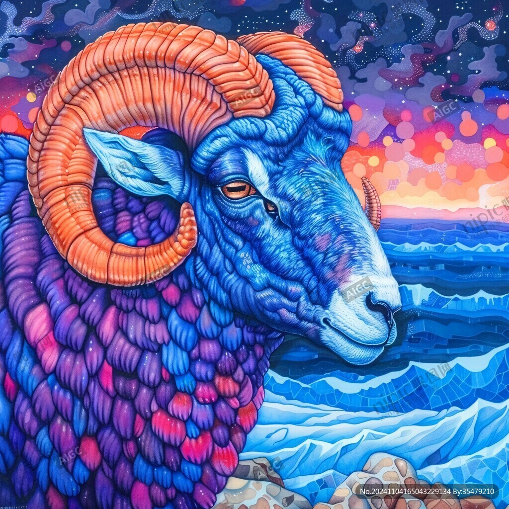 手繪夢幻羊風(fēng)格裝飾畫