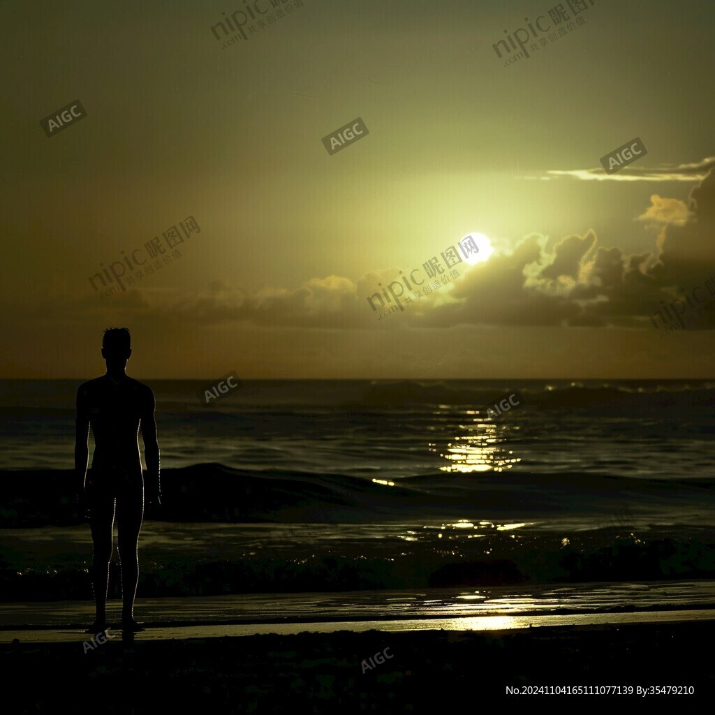 海灘早起的人