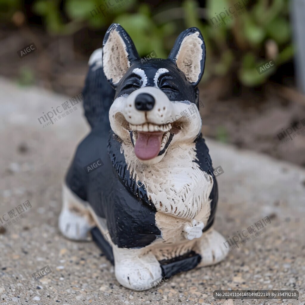 彩繪陶狼犬