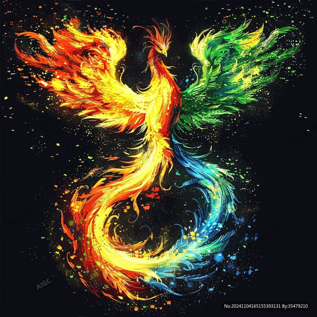 手繪彩色鳳凰