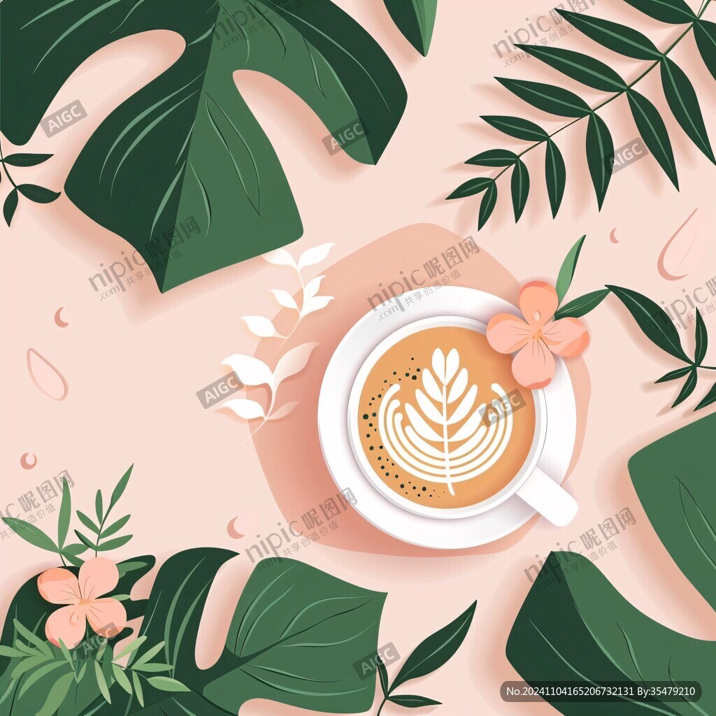 場景咖啡植物插畫