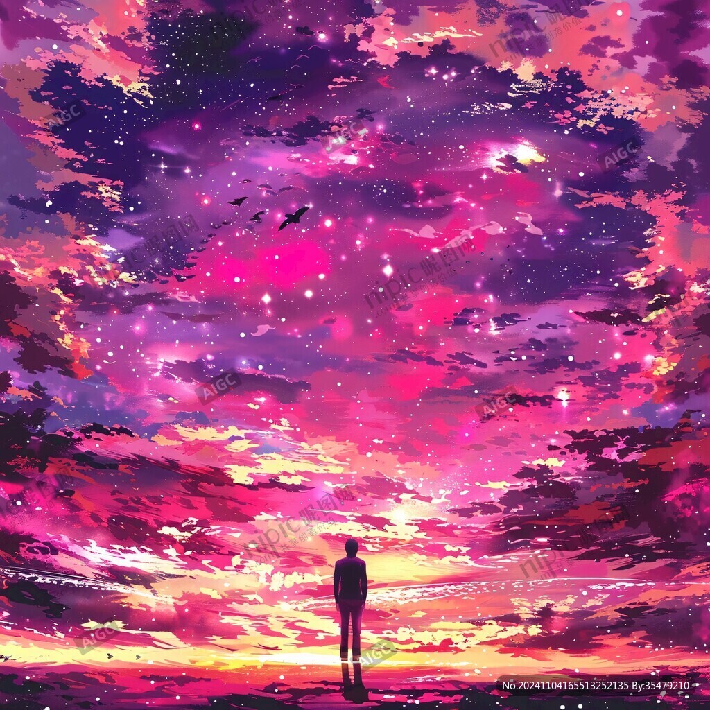浪漫星空插畫
