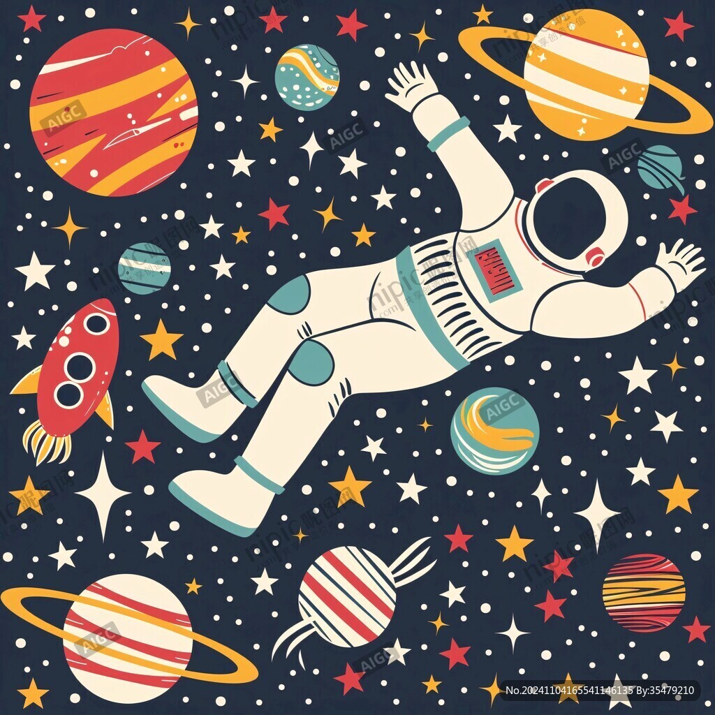 探索宇宙卡通圖案