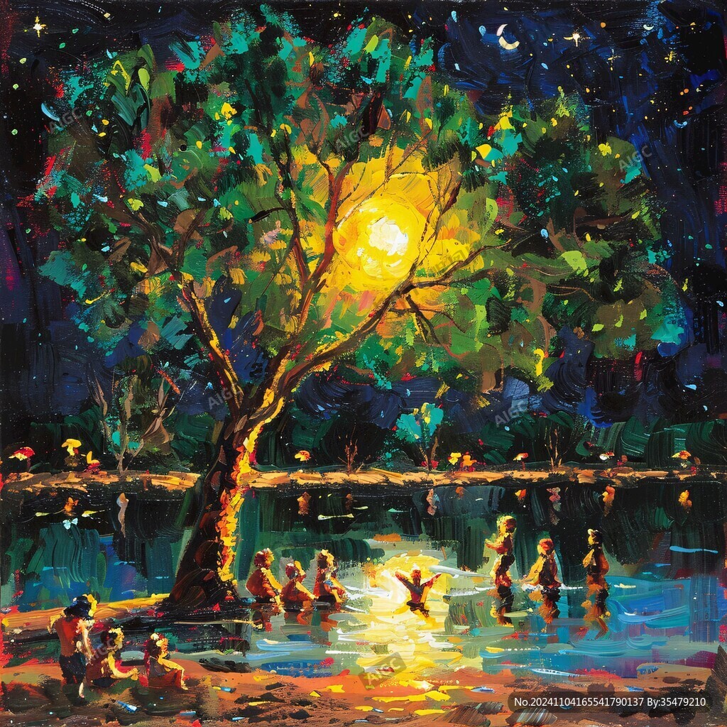 夜色油畫