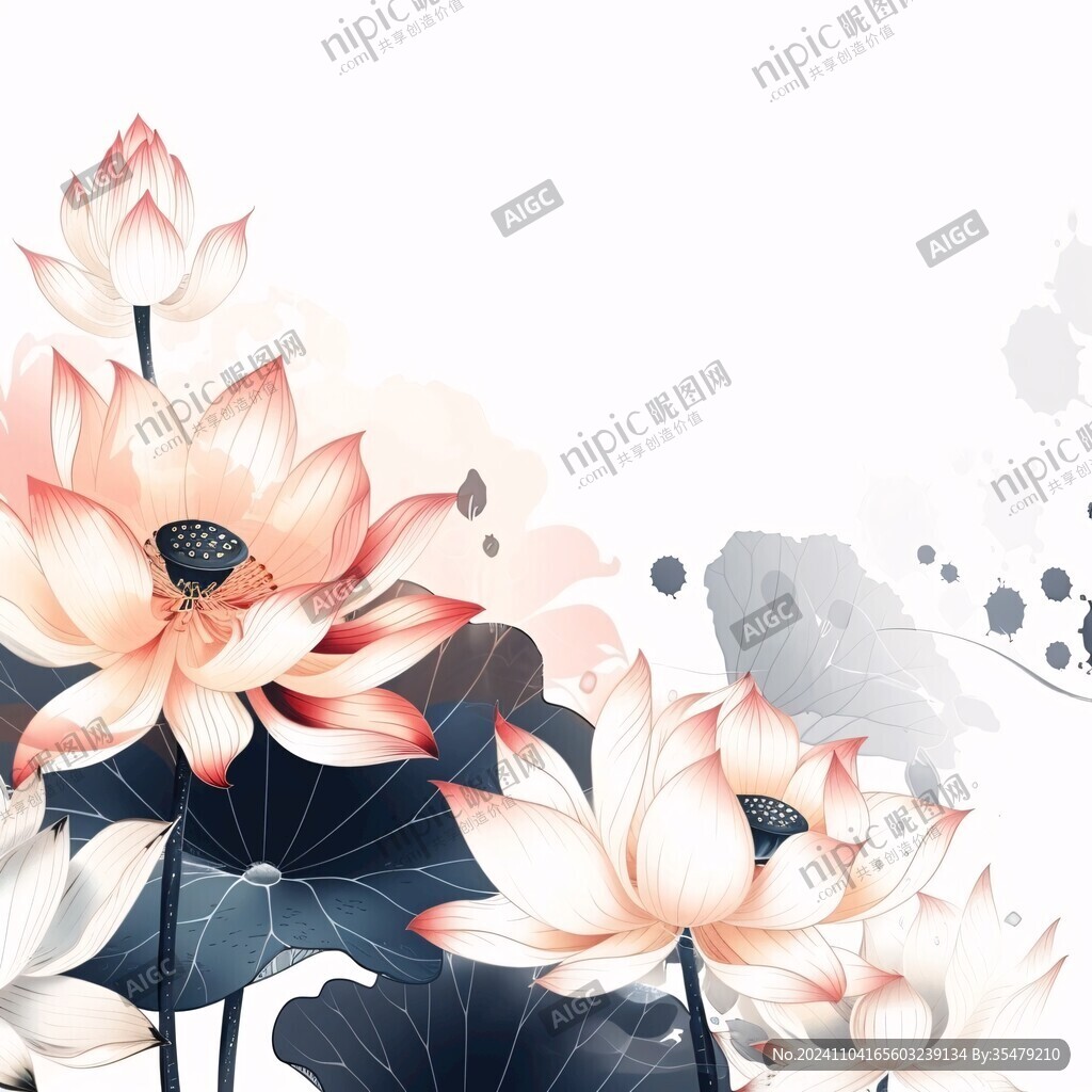 荷花手繪背景