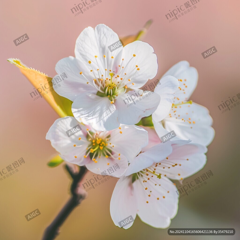 陽光白色鮮花粉色櫻花