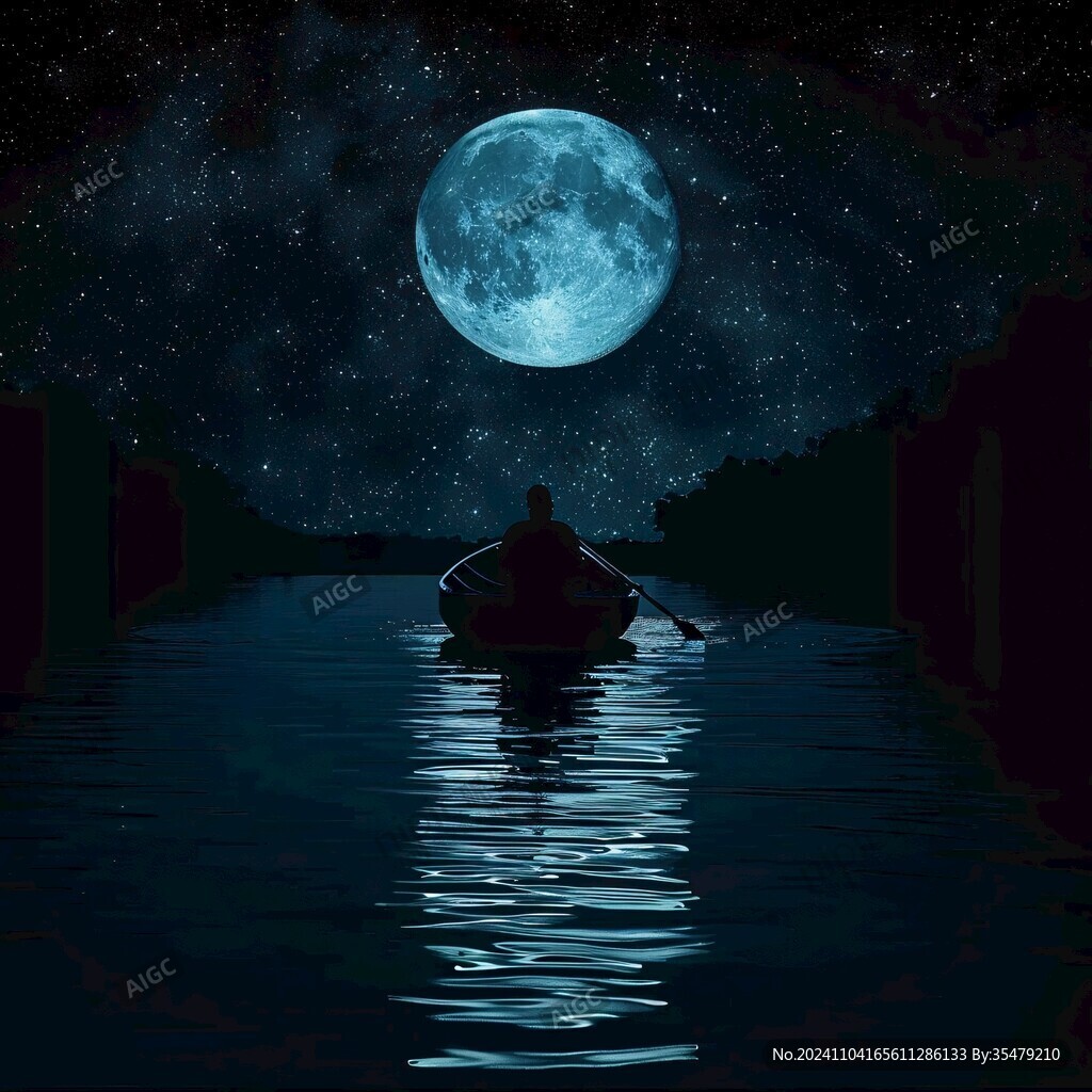 夜里劃船