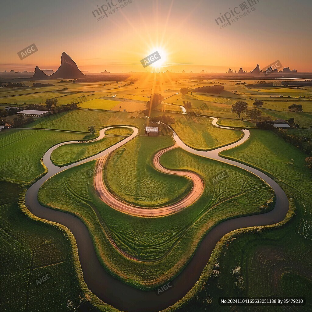 九曲十八彎夕照