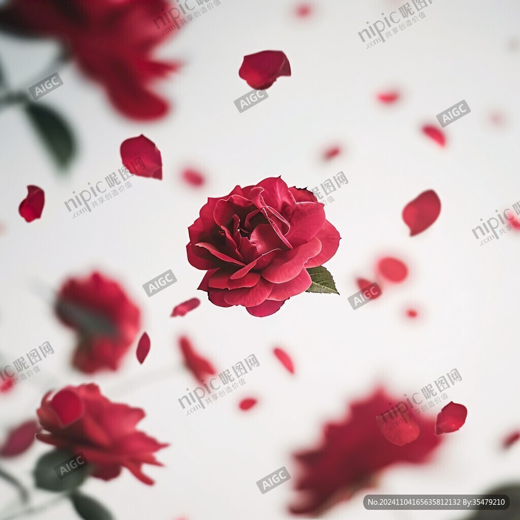 散落的花瓣浪漫紅玫瑰