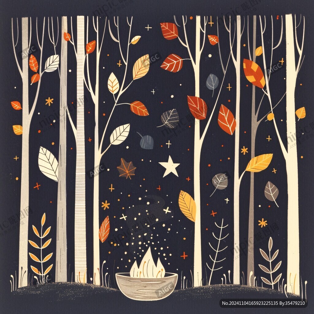 森林晚會插畫