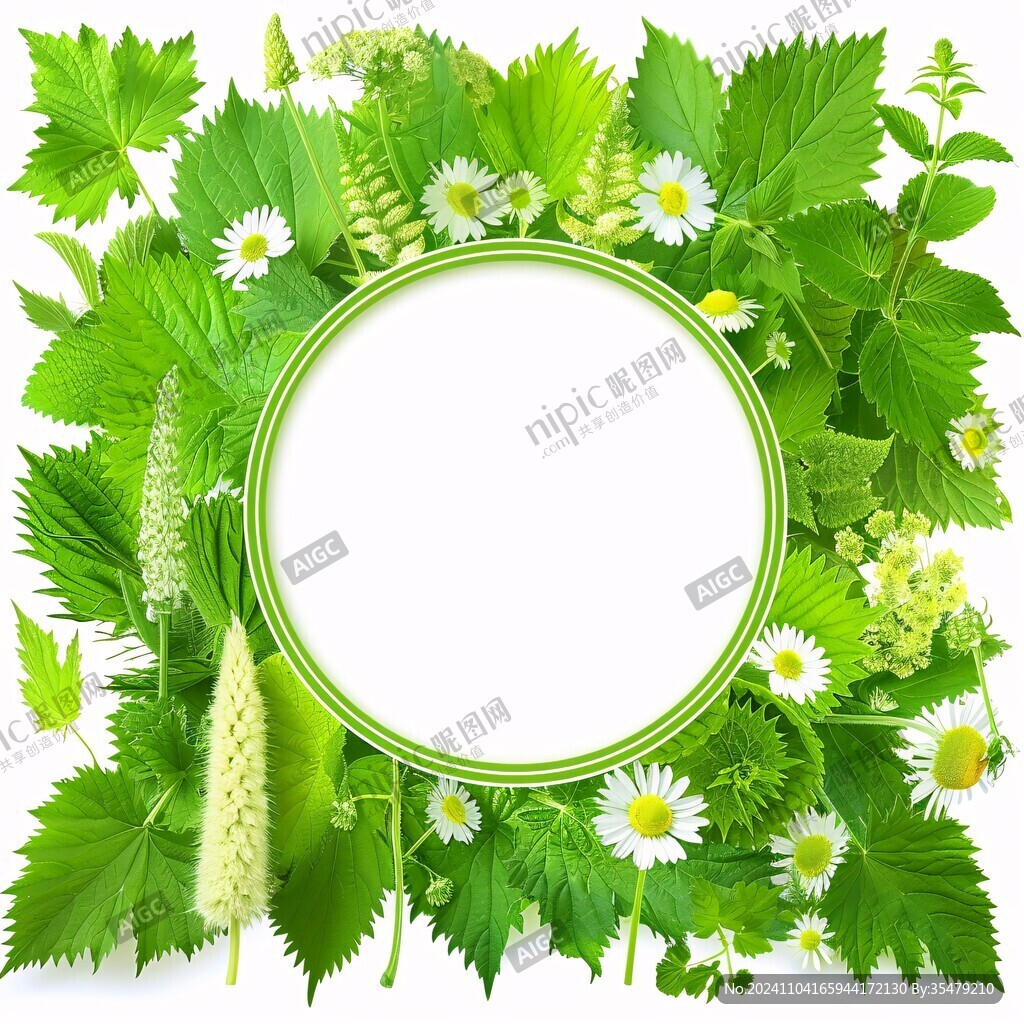 植物葉子鏡框素材