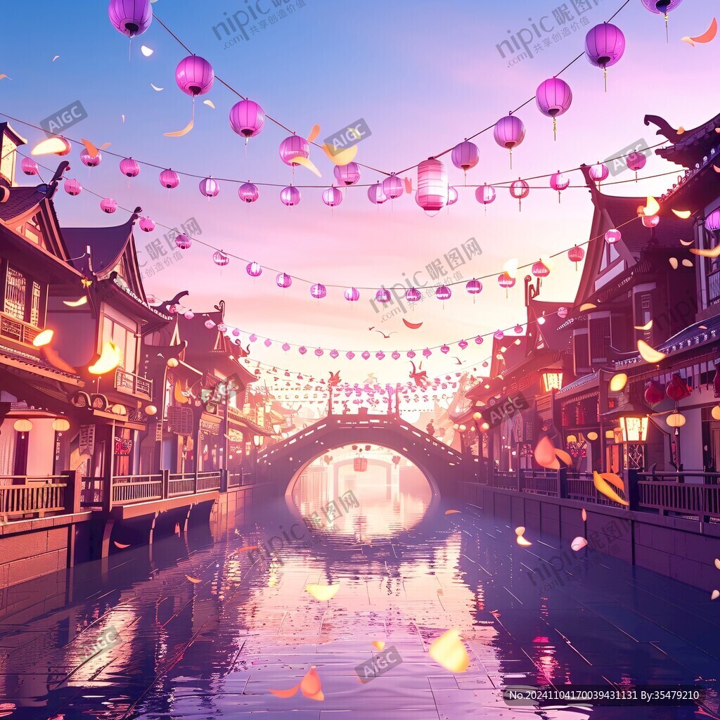 橫店插畫宣傳背景素材